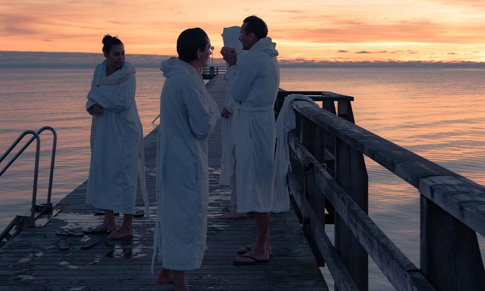 Skönt i poolen i vårt spa The Retreat Club på Falkenberg Strandbad